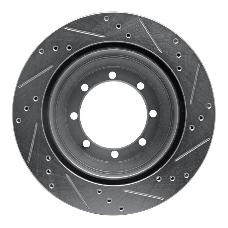 Ford F-350 Super Duty Brake Rotor (1) - Rear Left - R1 Concepts - Drilled & Slotted - Silver - `99-`04